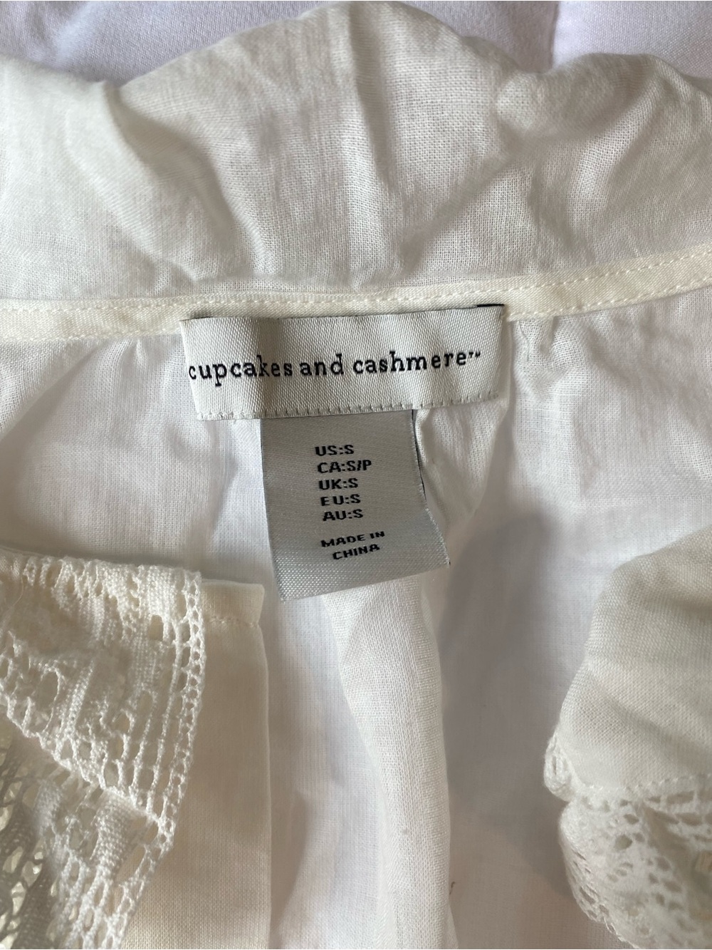 cupcakes & cashmere Cream Lace-Trim Peasant Blouse - Picture 2 of 4